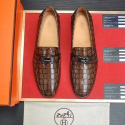 Herme*s Brown Leather Shoes New 