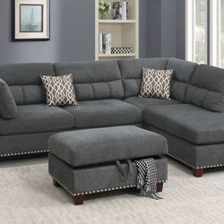 3-PCs Sectional With Ottoman