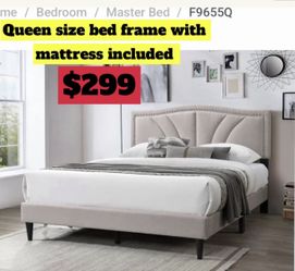 Queen Size Bed frame With Pillow Top Mattress Included 