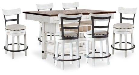 Valebeck White/Brown Counter Height Dining Table and 6 Chairs