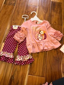 Baby girls rare editions hello pumpkin fall Halloween pants set. New! Size 3/6 months