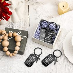 Black Stainless Steel Faith Keychain