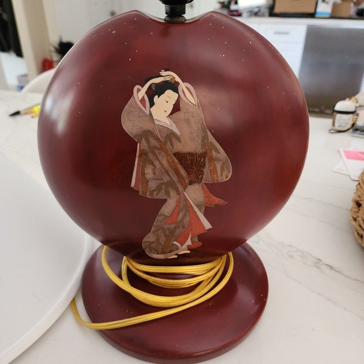 Japanese Laquerware Vintage Red Lamp