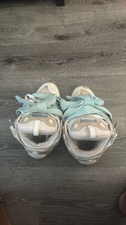 White Sneakers with Light Blue Laces