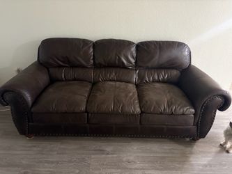 Brown 3-Seat Leather Sofa $150 – Must Pick Up