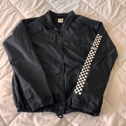 Vans Off The Wall Snap Up Windbreaker Black Jacket Youth Teen Medium