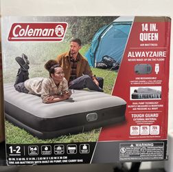 Coleman AlwayzAire Tough Guard Air Mattress Queen 14" with Rechargeable Dual Pump