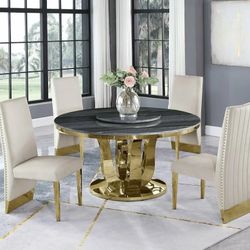 5 PCS Vicensa Collection Dining Marble table set-lazy Susan-available in 3 colors Now 2489.00 Free Delivery 🚚