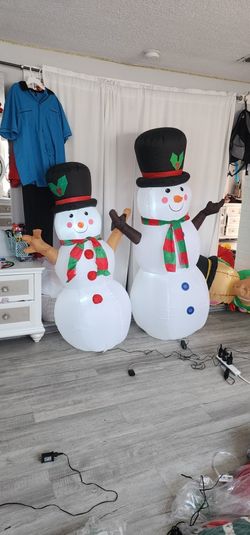 Christmas Inflatable Snowman with Hat Blowup LED Lights LightedÂ