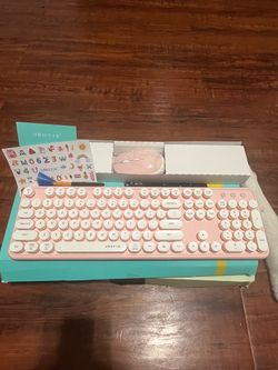 UBOTIE Pink Wireless Keyboard and Mouse Combo