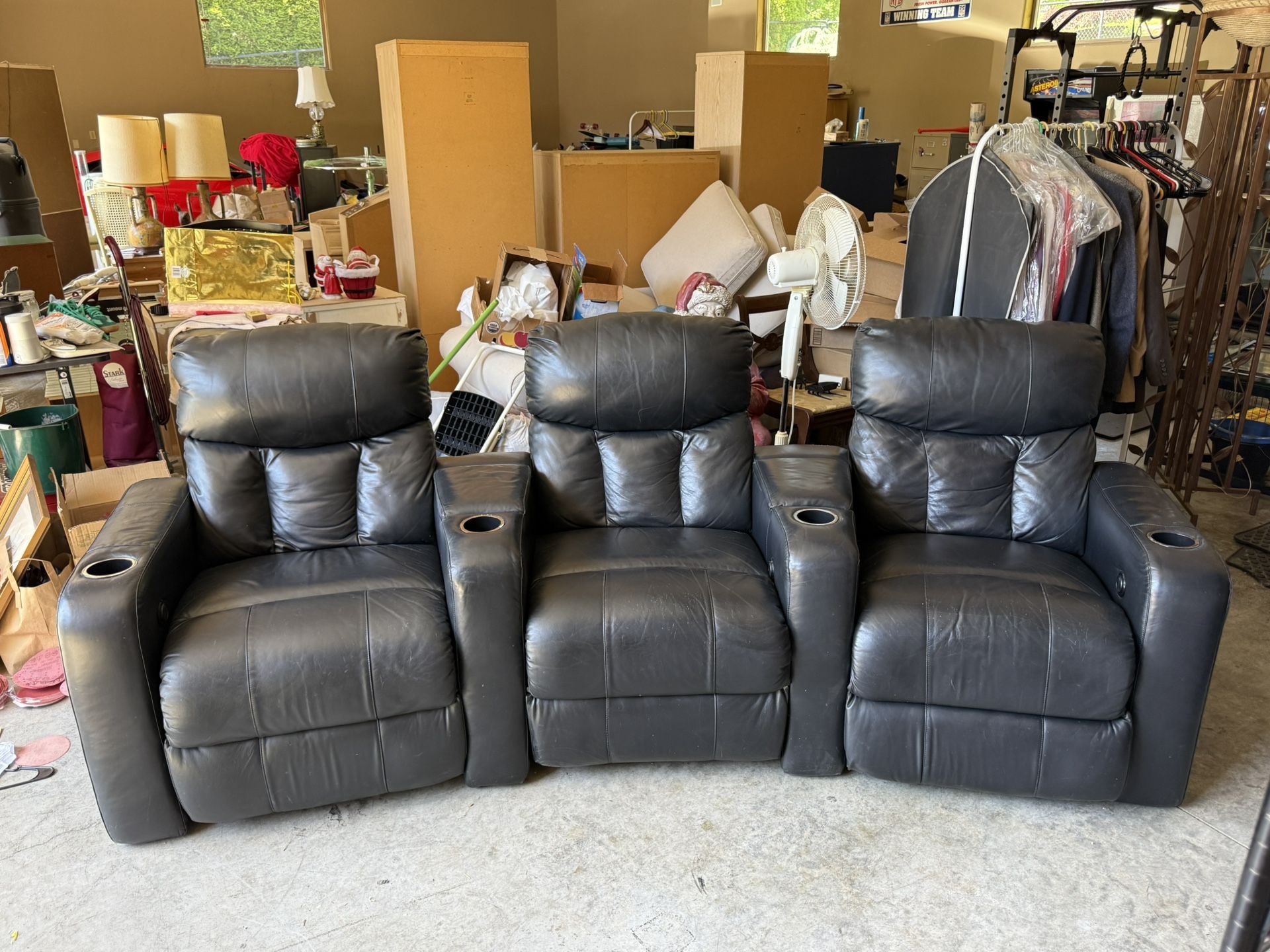 Reclining leather couch