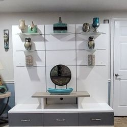 Entertainment ~ Wall Console With Etched Glass Shelves 