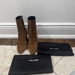 Saint Laurent- Brown Suede Boots-36.5