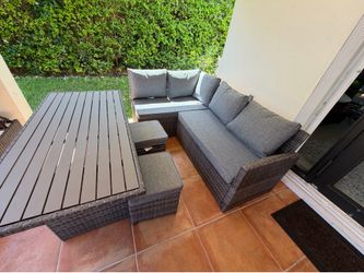 Backyard Patio Couch, Table and Stools