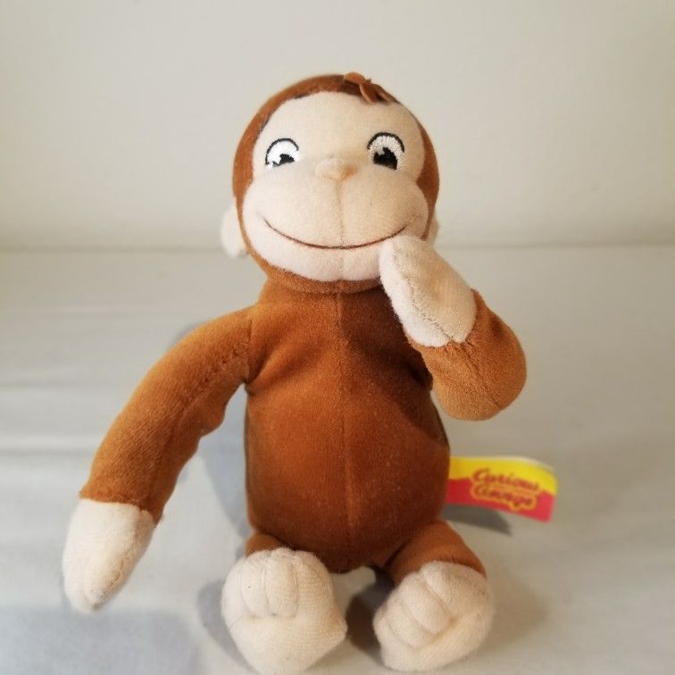 2005 Marvel Plush Beanie 8" Curious George Movie Classic Monkey Sewn Eyes