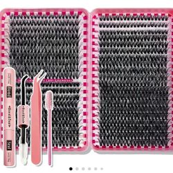 Complete 800 Clusters False Eyelash Set, Lash Book Sectional Individual Eyelashes, 30D/40D/50D D Curl Mixed Tray, Mink Like Grafting Lashes with 0.07 