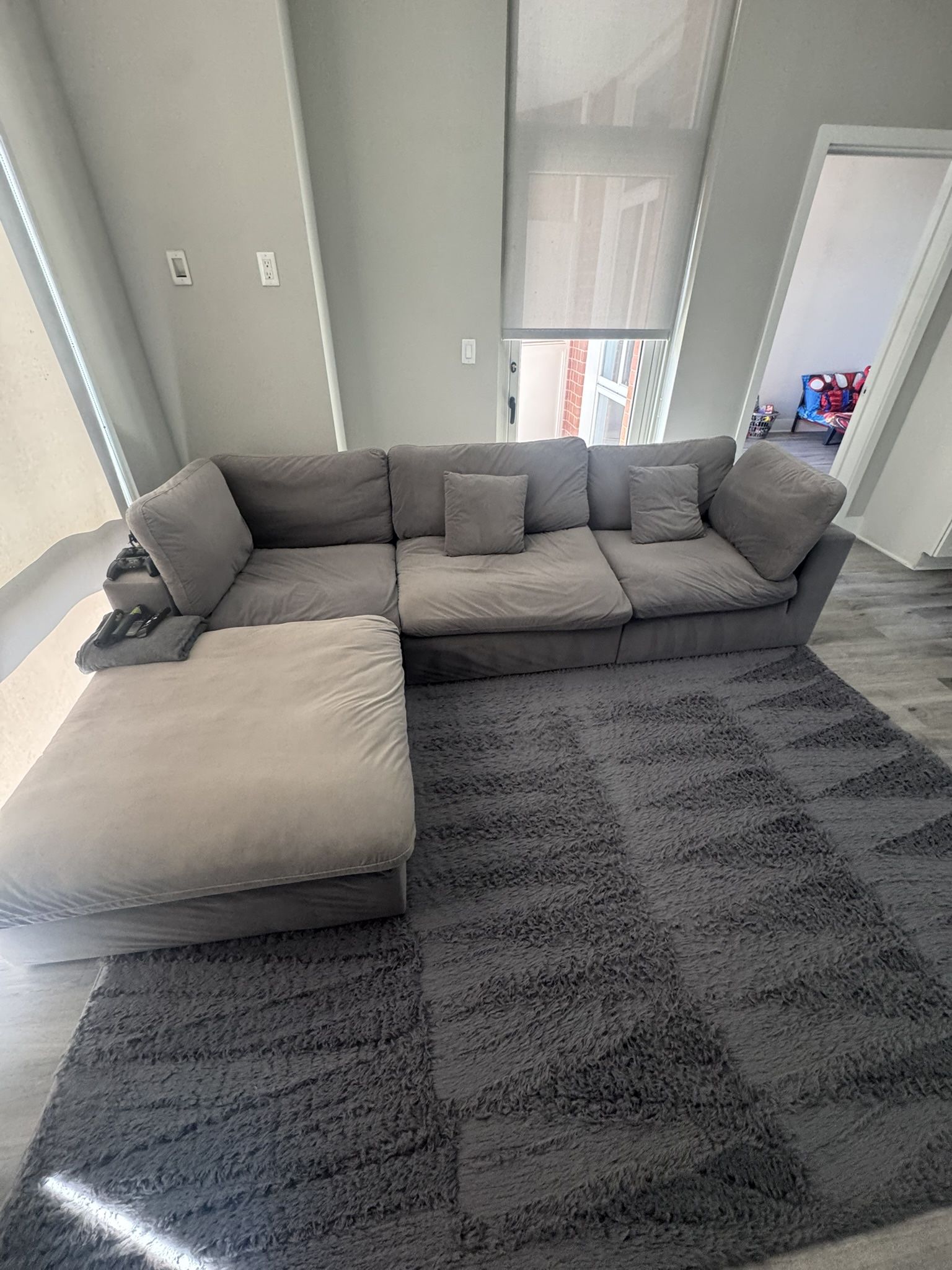 Comfy Grey Sectional Couch 
