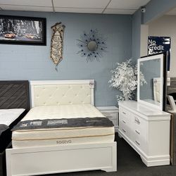 4PC White Queen Bedroom Set 