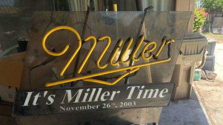 Vintage Miller Beer Neon Sign It’s Miller Time 2003 Bar Man Cave Decor