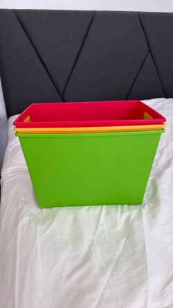 Plastic Storage Bins Set of 3
