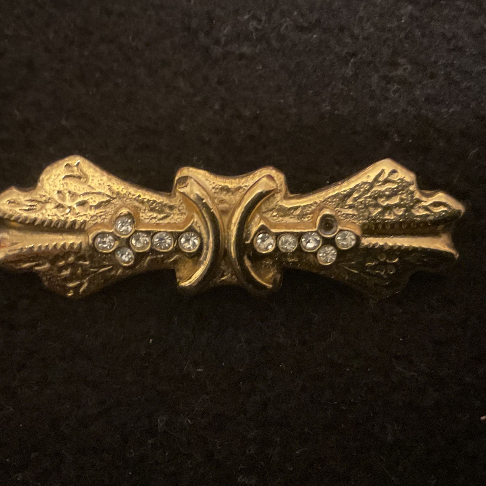 Goldtone Brooch With Rhinestones