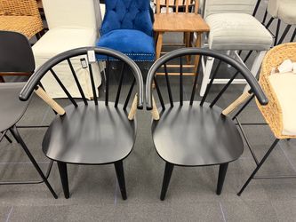 Buylateral Florence Farmhouse Wood Dining Chairs – Set of 2, Black