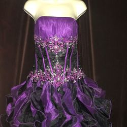 Purple And Black Beaded Prom Dress Sz 2