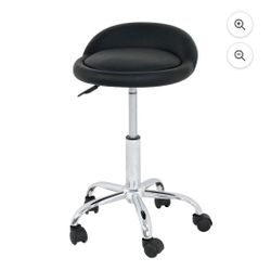 Rolling Swivel Salon Stool Facial Spa Chair with Back Rest PU Leather Black


