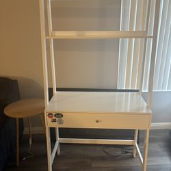 White Ladder Desk With Shelving