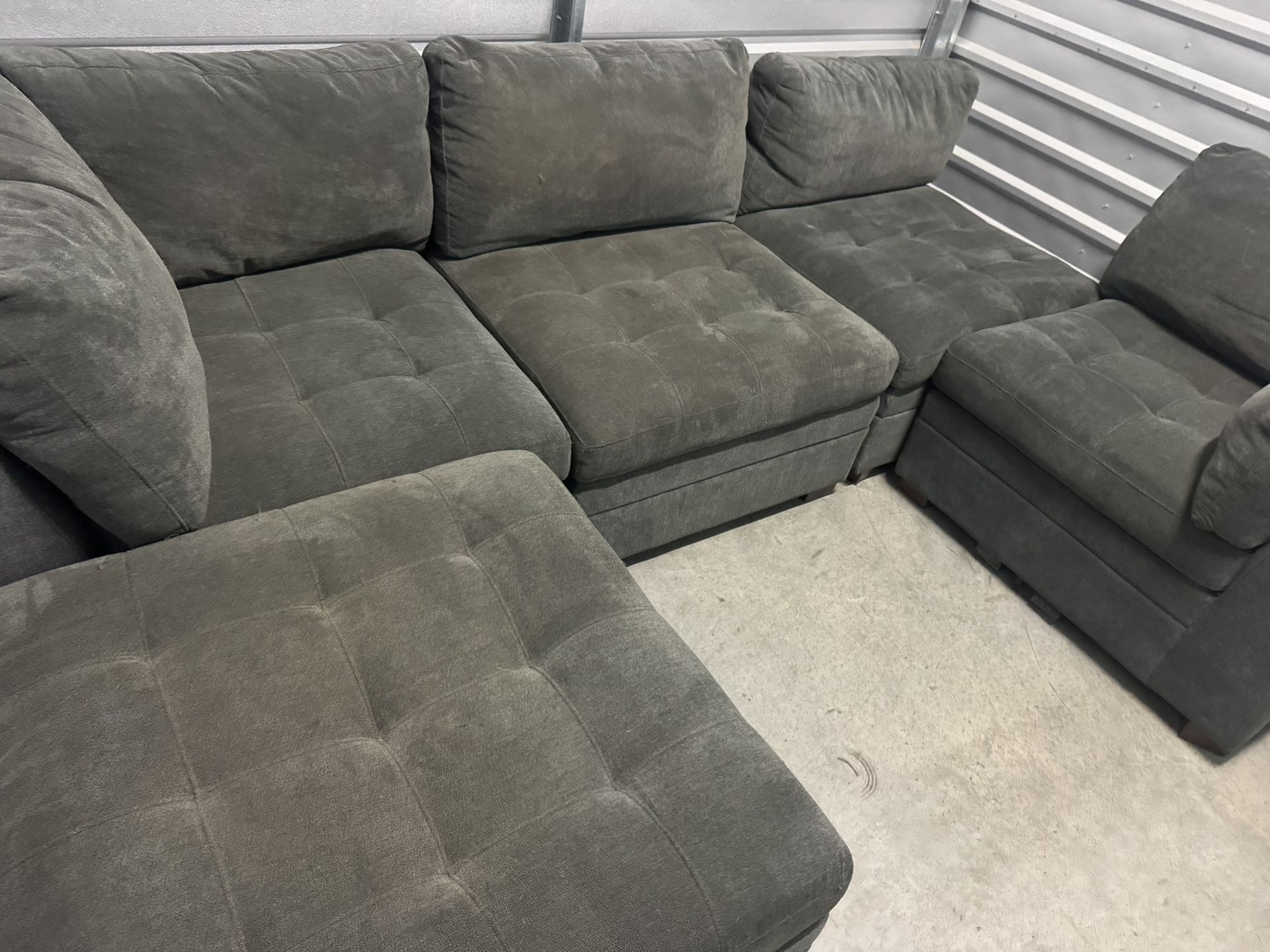5-Piece Sectional Sofa with Ottoman โ Dark gray