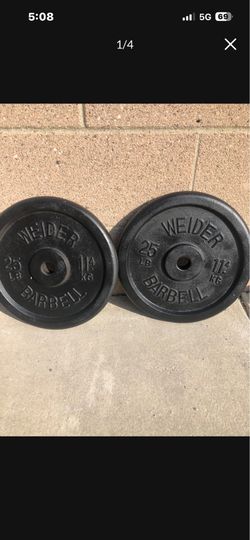 Vintage Weider Barbell Pair of Standard 25 Lb Plates 50lbs total weight
