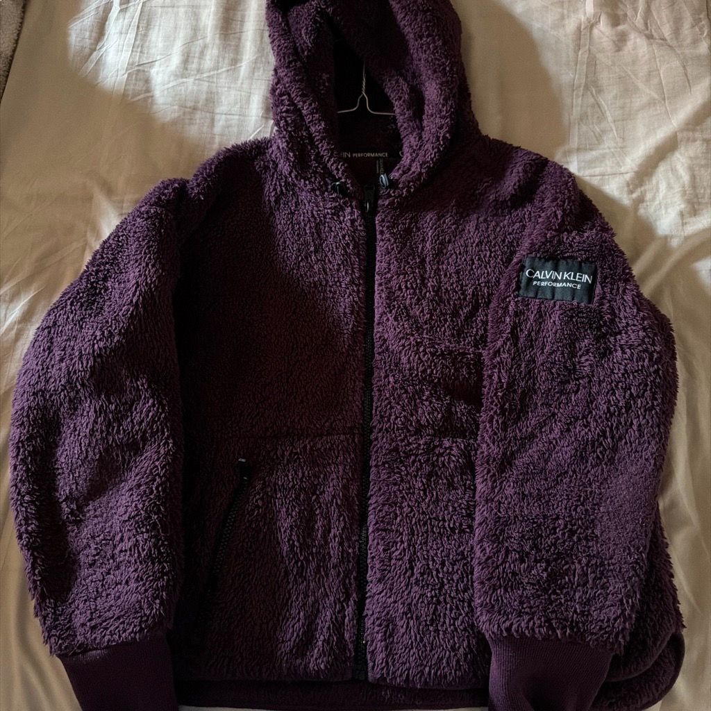 Calvin Klein purple Sherpa zip up hoodie size M