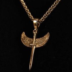 Angel Sword Necklace Pendant Chain New Gold