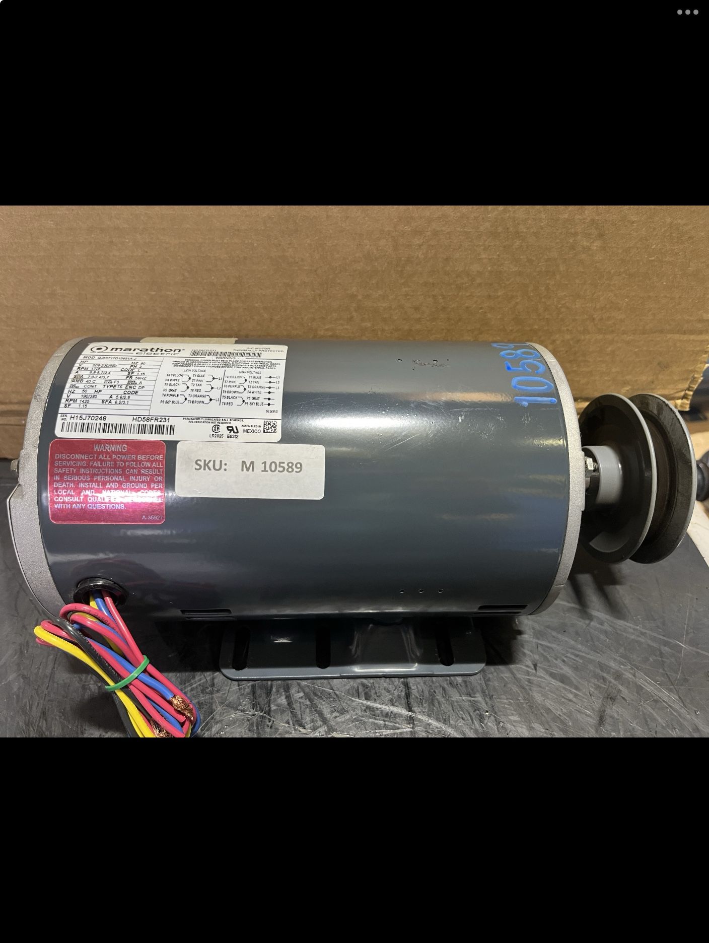 Marathon Electric / HD58FR231 / QJ56T17D15651AJ / HP 2.4 / 56HZ / Electric Motor #10589