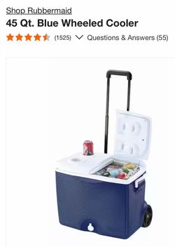 Gently used π§ Rubbermaid 45 Qt. Blue Wheeled Cooler