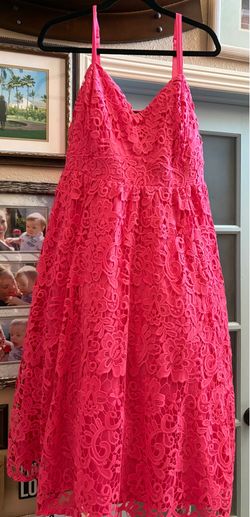 Hot Pink Torrid 1X like New floral lace cocktail dress