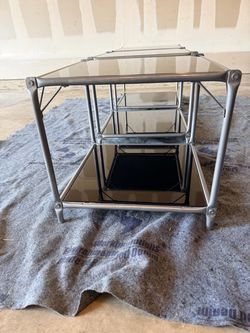 Vintage 3-Piece Glass & Chrome Table Set