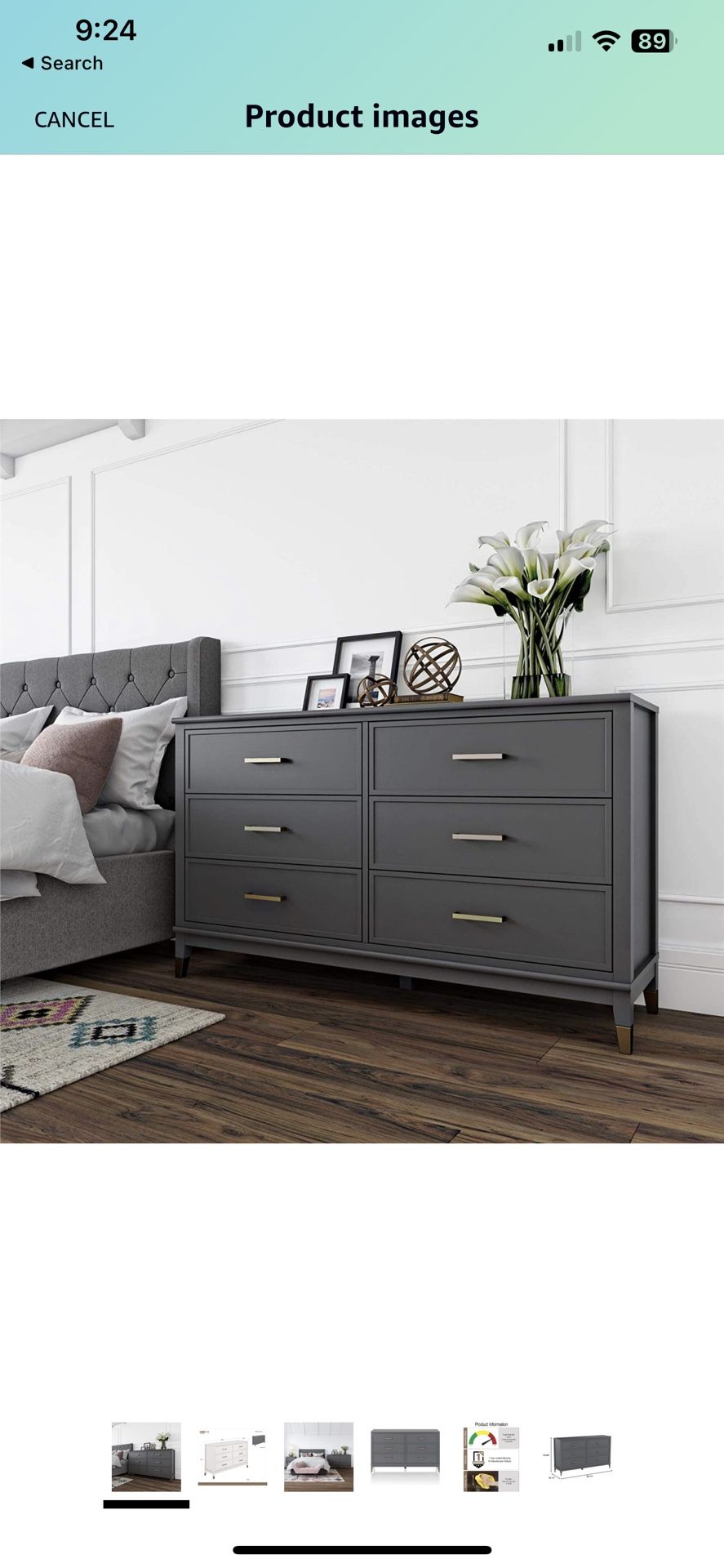 $150 Per Dresser: Two, 6 Drawer Dressers, Graphite Gray For Immediate Sale
