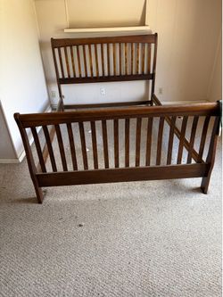 Solid Oak bed frame  —queen