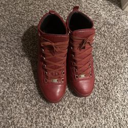 Balenciaga Size 11 EU Size 44 Burgundy Leather Shoes Clean Look