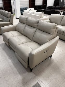 New Crosslin Leather Power Reclining Sofa with Power Headrests for