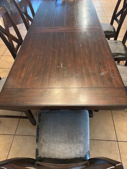 Dark Wood Dining Table with Chairs