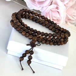 6mm Natural Wooden Beads Necklace 
