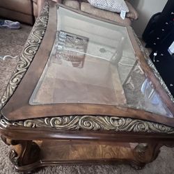 Solid Wood Glass Table