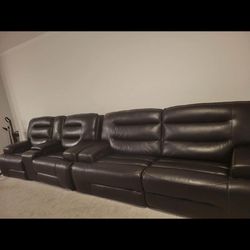 Black Sectional Leather Recliner /Used-Like New
