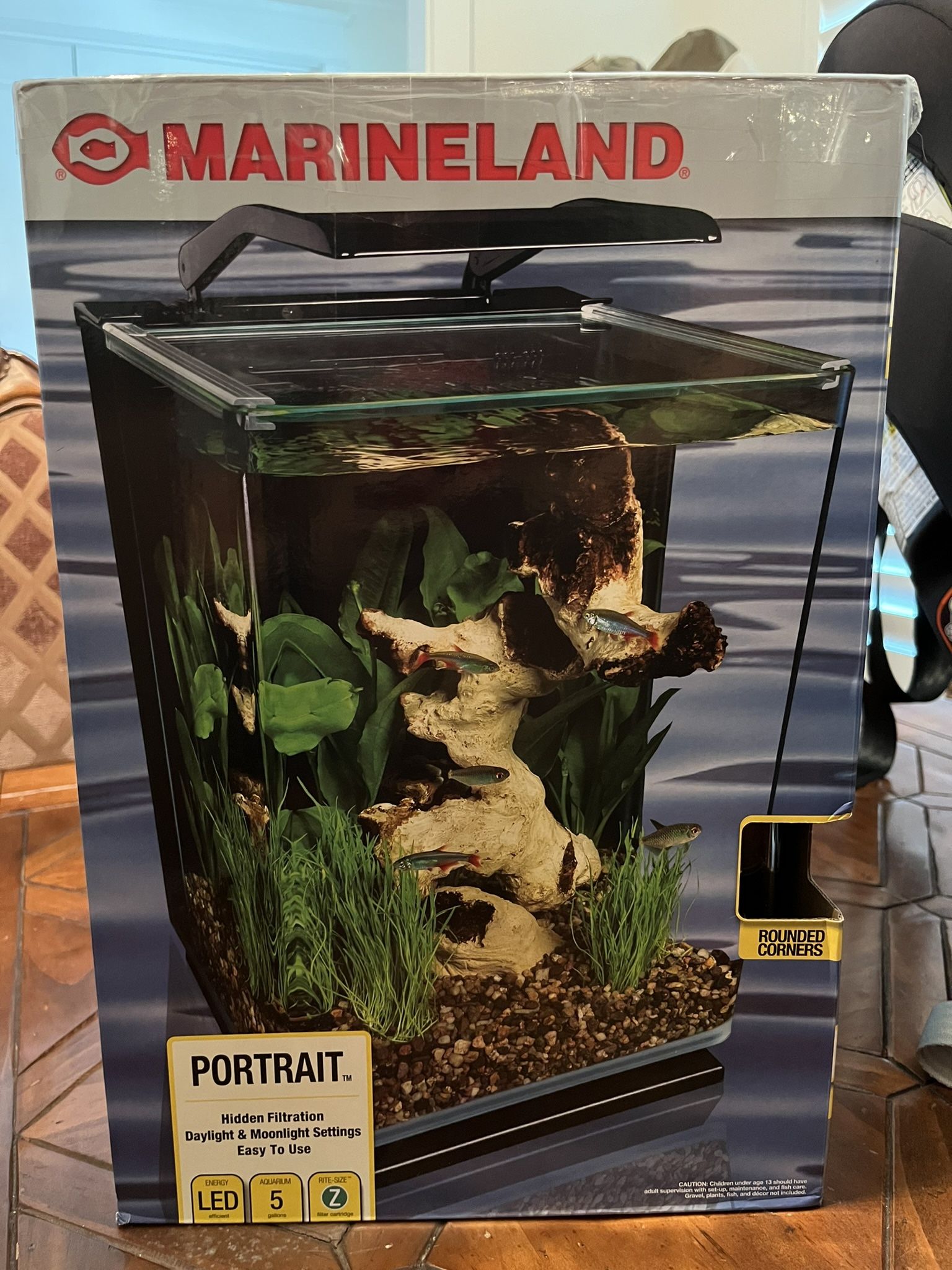 Fish Tank Arineland Portrait Glass LED Aquariu Kit, Gallons