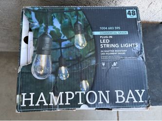Hampton Bay 24-Light 48 ft. Indoor/Outdoor Plug-In Filament LED S14 Edison Bulb String-Light