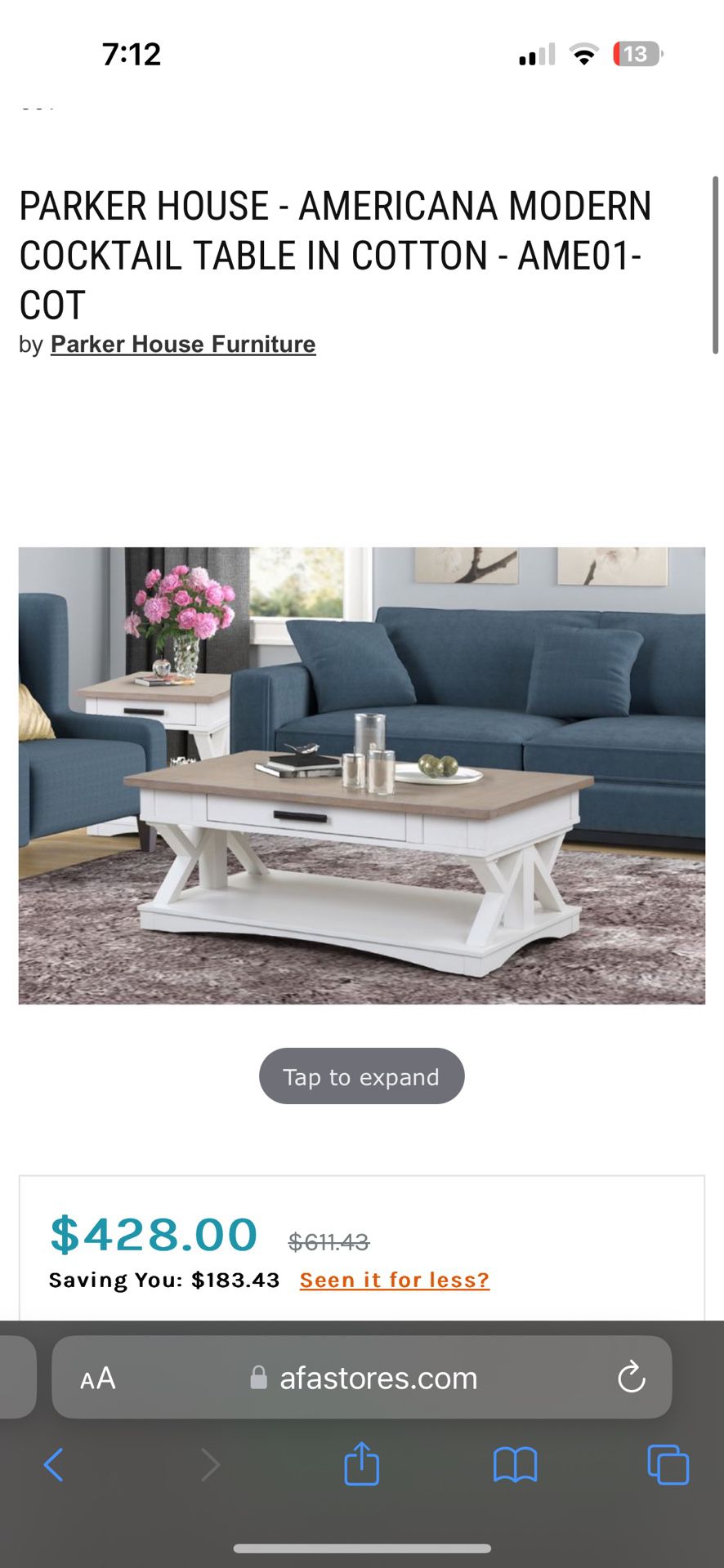 Parker house Coffee Table (brand New In Packing)