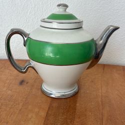 Vintage Ceramic Silver Painted Tea Pot Percolator Mcckormic & Co