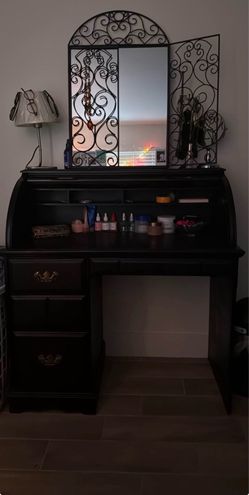 Vintage Black Roll Top Desk